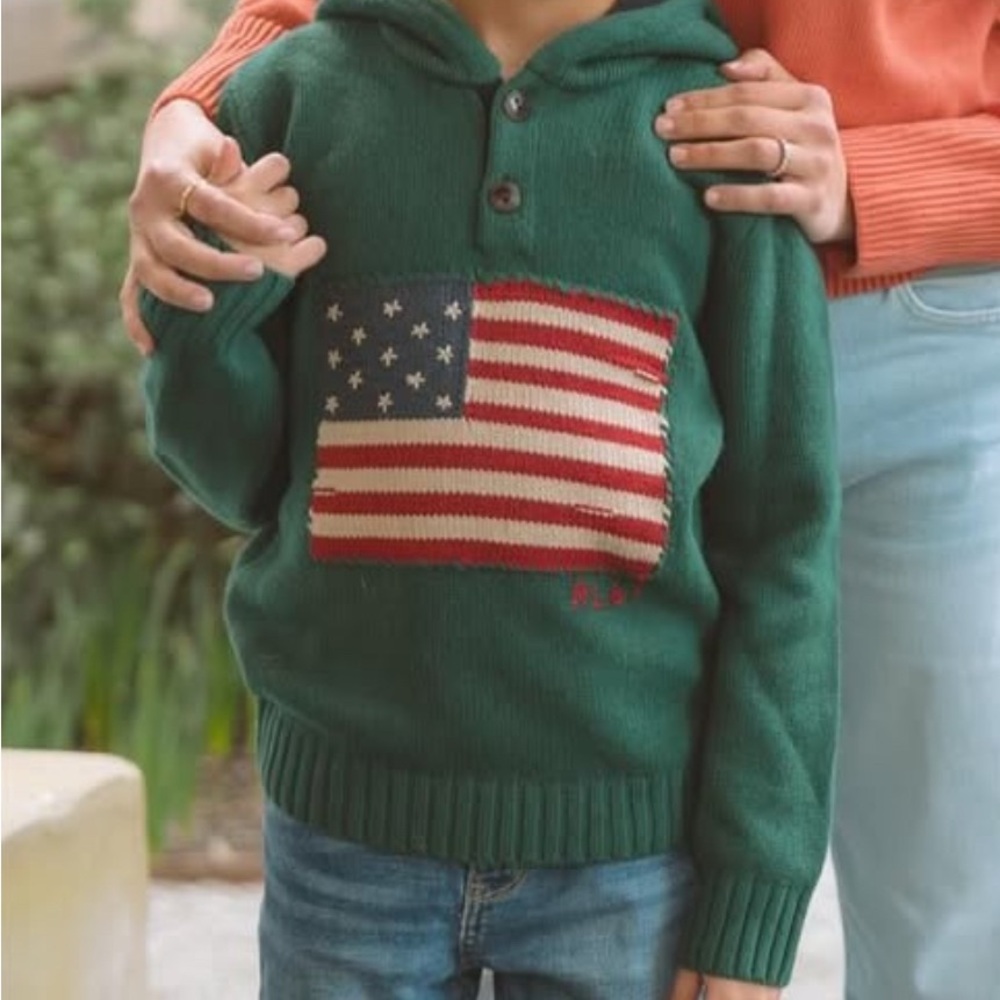 Ralph Lauren Flag Wool-Blend Hooded Sweater